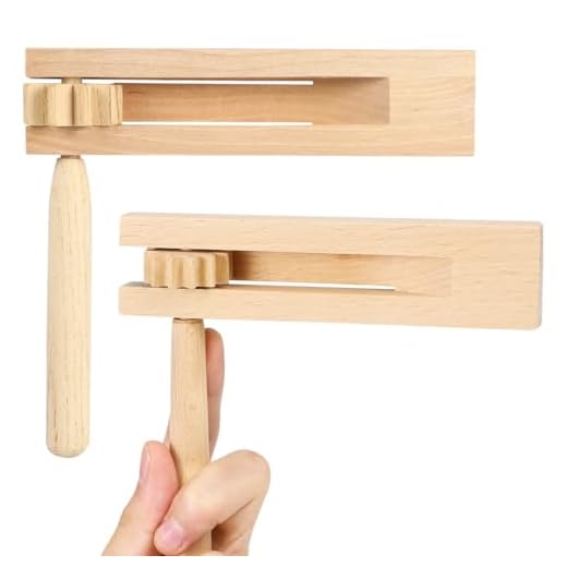 NHPY 2 Piezas Instrumentos Musicales para Niños, Carraca De Madera Raganella, Juguete Tradicional De Matraca Raganella, Tambor Instrumento Musical, para Primeros Juegos De Enseñanza Fiestas