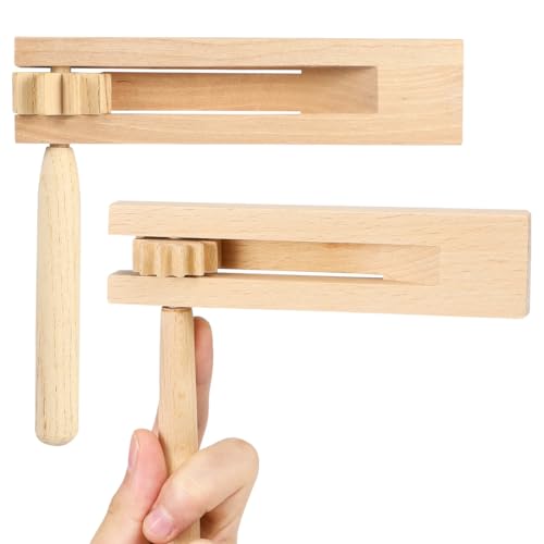 NHPY 2 Piezas Instrumentos Musicales para Niños, Carraca De Madera Raganella, Juguete Tradicional De Matraca Raganella, Tambor Instrumento Musical, para Primeros Juegos De Enseñanza Fiestas