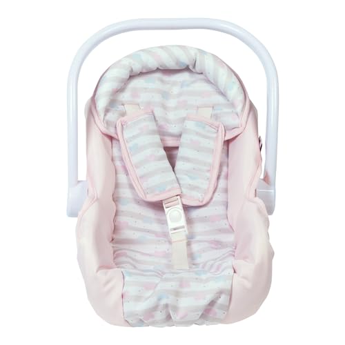 Adora Pastel Pink Doll Car Seat Carrier - Removable Cover, Machine Washable,Fits Most Dolls,Plush Animals Up to 20 for Ages 2 and Up - Pastel Pink...