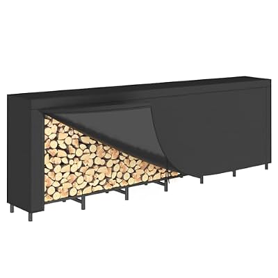 CADUKE 8ft Firewood Rack with Cover, Heavy Duty Fire Wood Rack Outdoor & Indoor, Firewood Storage Log Rack with Weather Resistant 600D Oxford Fabric Cover