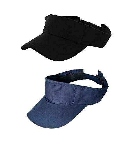 Cotton Casual Sunhat Beach Hat Baseball Cap for Men and Women, Golf Visor, Blue and Black Free Size, Combo of 2