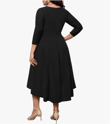 Image of C4D Women Plus Size V-Neck Party Cocktail High-Low Maxi Dress