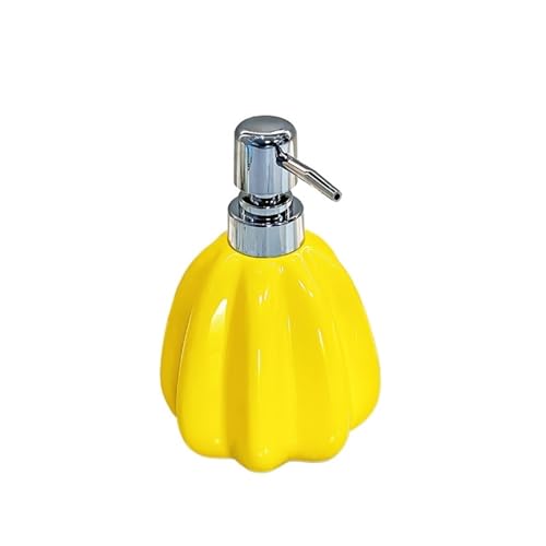 せっけんボトル 380ml セラミック詰め替え可能ソープディスペンサー バスルーム用 プレミアムキッチン液体ポンプボトル ソープディスペンサー(Yellow)