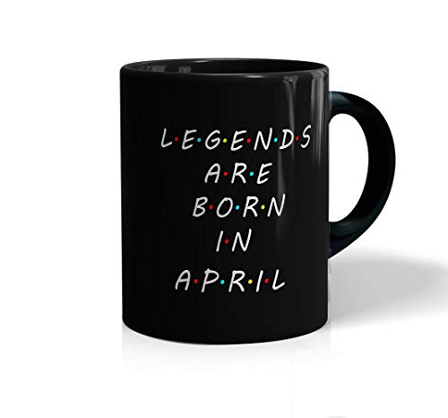 Image of inchLegends are Born in April Printed Black Coffee /Tea Mug for Birthday Gifts | Friends | Bestfriend | Sister | Brother | Gifting Mug | Loved Ones