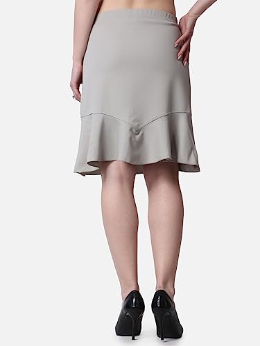 Image of POPWINGS Casual Twill Frill Knee Length Pencil Skirt for Women || Stylish Summer Skirt for Women || Knee-Length Skirt for Women || Semi-Formal Women Skirt