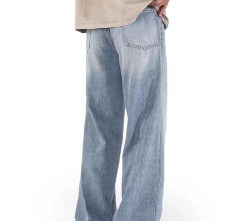 Men Baggy High Waisted Wide Leg Washed Denim Pants Vintage Casual Straight Trousers Streetwear3