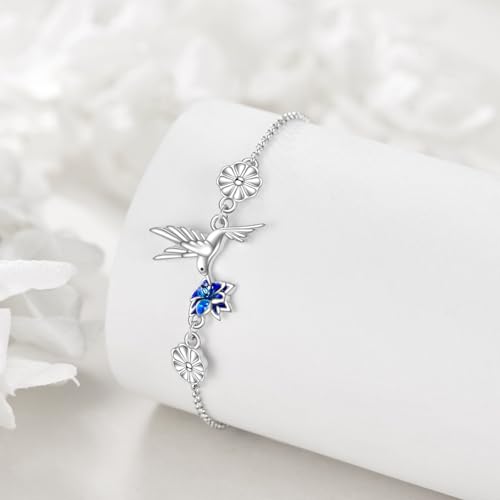 YAFEINI Hummingbird/Dragonfly Bracelet Sterling Silver Animal Link Chain Bracelets Hummingbird Jewelry Gifts for Women Girls3