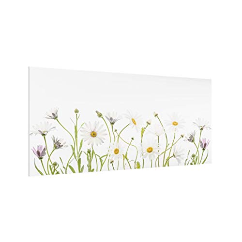 Crédence en verre trempé 4mm motif fleurs blanc haut de gamme