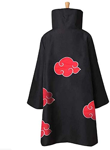 KuKiee Unisex Long Ninja Robe Akatsuki Cloak Halloween Cosplay Costume Uniform (Small, Stand Collar Cloak)