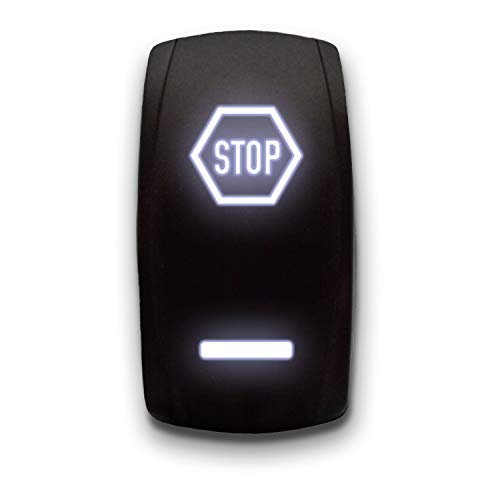 Interrupteur à bascule Stark 5 broches 12V 20A ON/OFF blanc gravé au laser Stop
