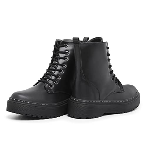 Bota Coturno Feminino Liso Tratorado Salto médio
