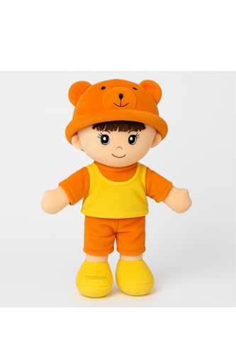 Image of Teddora Addie boy Soft Toy for Girls Boys Kids, Orange&Yellow Doll Plush Stuffed Baby Teddy Gift Birthday, 40 cm