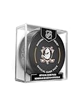 Ducks Official Game Hockey Puck with Holder