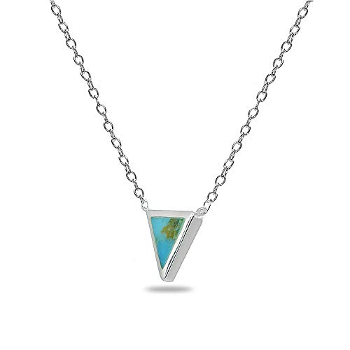 B. BRILLIANT Sterling Silver Polished Inlay Triangle Minimalist Dainty Necklace for Women, Choice of 32