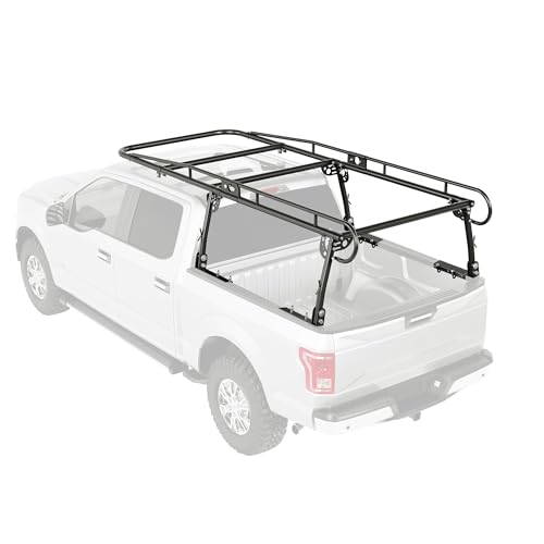 ECOTRIC 1000 LBS Adjustable 58"-69" Universal Truck Bed Rack Contractor Ladder Pickup Lumber Utility Kayak Full Size Rack 60"(W) x 138"(L) x 34"(H) (Notice:You Will Receive Two Packages for This Item)