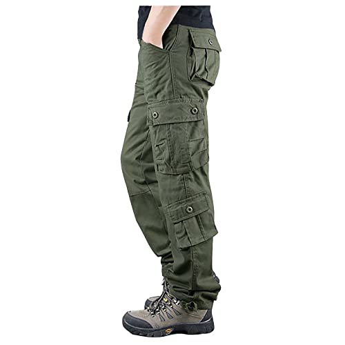 NATHGAM Men's Straight Cargo Pants Multi Pockets Casual Outdoor Hiking Pants Baggy Fit Tactical Cargo Pants Lightweight Pants2