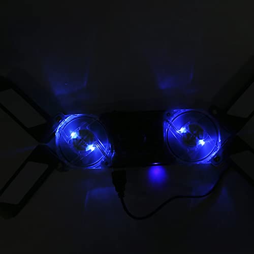 Base refrigerante para laptop con dos ventiladores LED azules miniatura 6