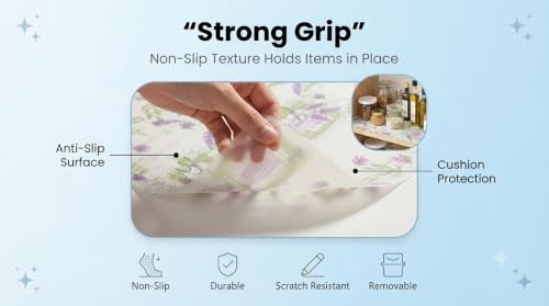 Image of Dribble (45cm X 300cm) Eva Shelf Liner Mat Roll, Non Slip Drawer & Cabinet Liner for Kitchen, Waterproof Oilproof Washable Fridge Mat, Anti Skid Multipurpose Mat (Floral Hormony Purple)
