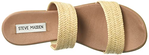 Steve Madden womens Dual Flat Sandal, Natural Raffia, 8 US