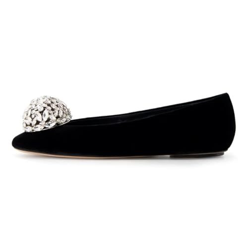Maiyang Women Shiny Rhinestone Decoration Square Toe Ballet Flats Slip on Comfy Insole Ballroom Party Casual Daily Flat Shoes Size 4-16 US2