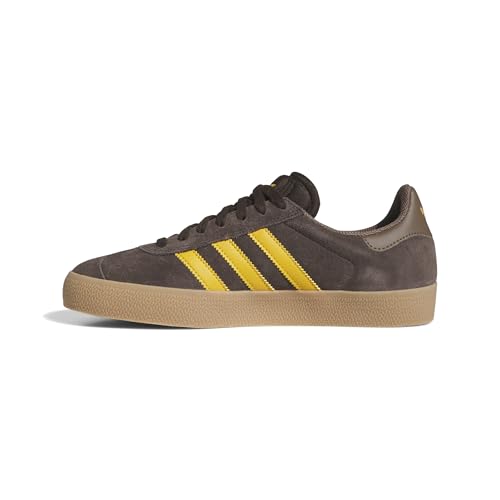 Image of adidas Men's Gazelle ADV Skate Shoes - Dark Brown /Preloved Yellow, Size: 10.0