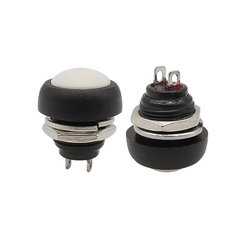 Bouton poussoir 12mm mini interrupteur etanche PBS-33B commutateur rond blanc