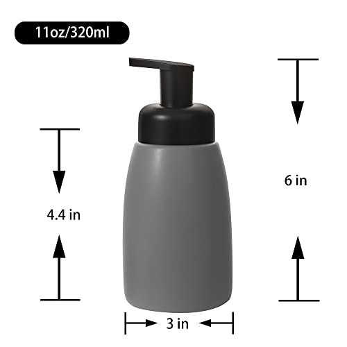 Image of Foaming Hand Soap Dispenser Ceramic Jar Foam Dish Soap Dispenser for Bathroom and Kitchen Sink, Liquid Pump Bottle for Shampoo, Body Wash, Hand Soap, Grey, 2 Pack