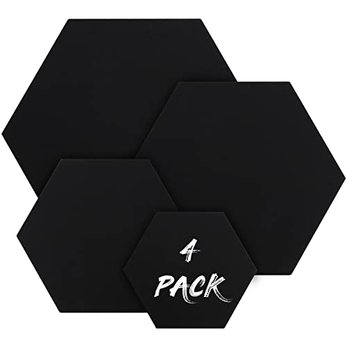 Belle Vous Pack de 4 Lienzo Hexagonal Negro - Lienzos para Pintar Acrilico y Óleo - 4 Tamaños Variados - Set de Lienzos en Blanco Prestirados para Bocetos y Dibujos