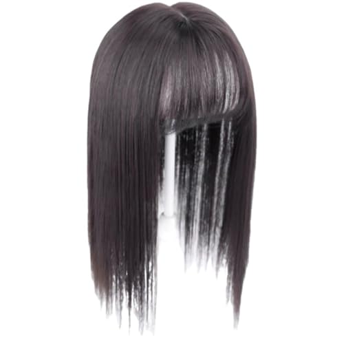 RoastMeトップ専用ウィッグ 前髪 ボリュームウィッグシート 薄型 部分ウィッグ 人毛100% 女性用 人毛 部分 カツラ ヘアピース かつら 総手植えリアル地肌ネット 脱毛 白髪隠れ 薄毛 トップカバー 前髪カット済み、白髪を隠す (TD06 ブラウ