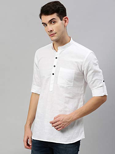Image of Rajubhai Hargovindas Men's Linen Straight Short Kurta