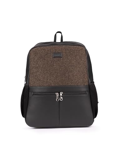 Image of ZOUK Women's Office Backpack | Vegan Leather & Handicraft Fabric | PeTA Approved | 15.6 Inch Laptop Compartment | Dual Zipper Pockets | Water Resistant | Trolley Passthrough | 17.5L