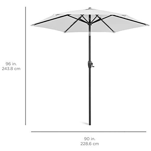 Best Choice Products 7.5ft Heavy-Duty Round Outdoor Market Table Patio Umbrella w/Steel Pole, Push Button Tilt, Easy Crank Lift - Fog Gray