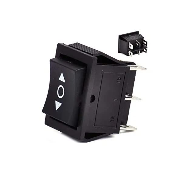 QBM Bell Type Black DPDT Rocker Momentary Switch 6 Terminals 16A/250v AC Heavy Duty Power Switch (Pack of 2)