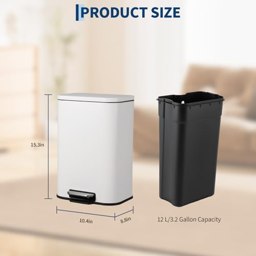 Caneca de basura rectangular de acero inoxidable 12 L miniatura 4