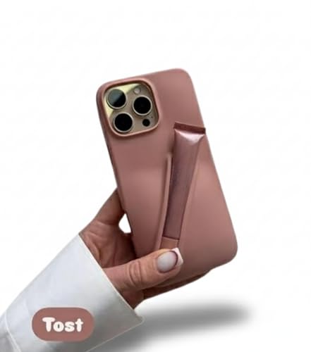 Clothemyphone Case Compatible with Lip Gloss Holder, Silicone Trendy Aesthetic Phone Cover for Girls and Women, Include 1 Liptint (Toast, iPhone 15 Pro)