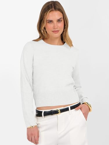 Image of ANRABESS Women's Long Sleeve Sweaters Cropped Crew Neck | Business Casual Tops,Light Weight Comfy Knit,Pullover ShortSweater,Basic Classic,Fall Fashion Winter Layer Clothes