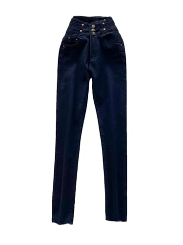 Women High Waist Jeans Korean Fashion Denim Pants with Zipper Pockets Straight Leg Casual Trousers