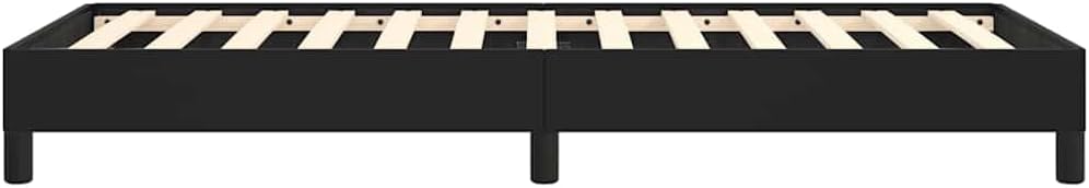 vidaXL Bed Frame, Faux Leather Upholstered Platform Bed, Single Bed Base with Wooden Slats Support for Bedroom, Black 39.4"x79.9" Twin XL Faux Leather