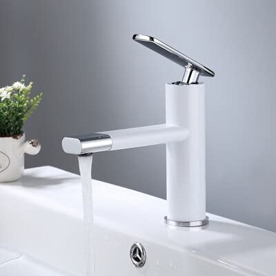Robinet de lavabo blanc et chrome pour moderniser votre pièce d'eau