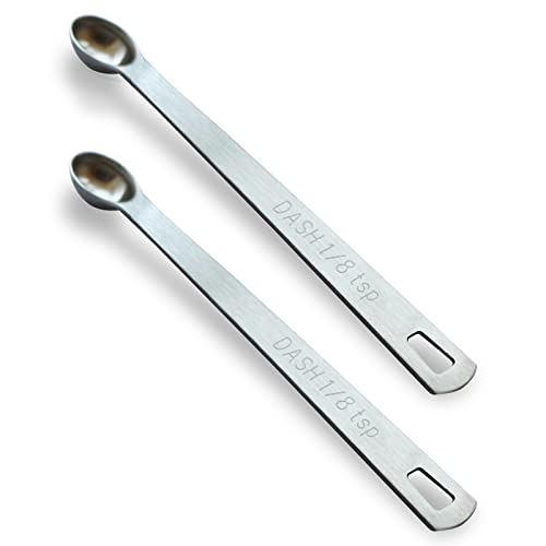 BERYLER 2PCS 1/8 Teaspoon(1/8tsp, 0.625 ml, Dash) Single Tiny Measuring Spoon, Small Individual Stainless Steel Measure Spoons Only