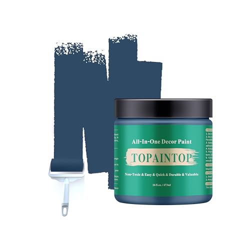 All-in-One Paint for Home Decor, Furniture, Door, DIY Crafts- Eco-Friendly- Easy Furniture Makeover- Excellent Performance (French Blue, 16 Fl Oz)