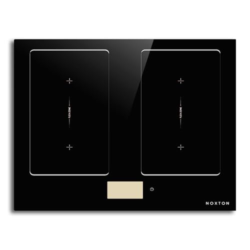 NOXTON Placa de inducción de 4 placas, placa de inducción empotrable con 2 zonas flexibles de 60 cm, 9 niveles, autosuficiente, con temporizador, cerradura de seguridad, 220-240 V, 7200 W