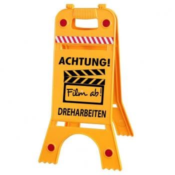 Warnaufsteller Dachaufsteller - Achtung ! Film ab ! Dreharbeiten - Gr. ca. 28 x 64cm - 308553-3 - beidseitige Beschriftung