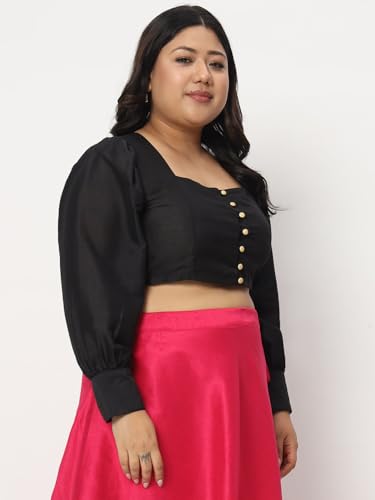 Image of studio rasa Women's Plus Size Chroma Button Down Crop Top for Wedding Festive Party