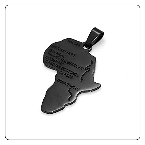 Punk Stainless Steel Africa Map Tag Pendant Letter Necklace,22inches Chain4