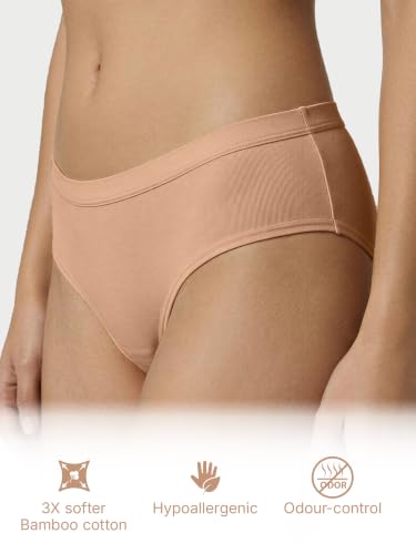 Image of Enamor Bamboo Cotton IP01, Mid Waist Women's Hipster Panty - 3X Softer, 4X More Absorbent, Antimicrobial, No-Pinch Waist, All-Day Comfort
