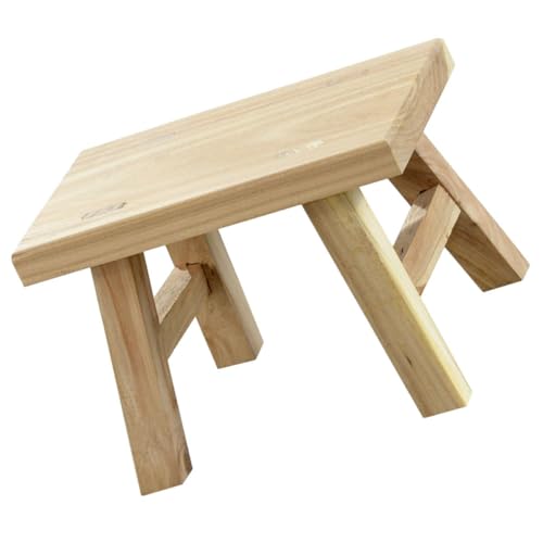 WATIIFUFU Taburete de Madera, Taburete Pequeño Rectangular de Madera Maciza, 19 Cm de Alto, 26x13 Cm, Superficie Lacada, Antideslizante y Seguro para Uso en Baño, Cocina y Dormitorio