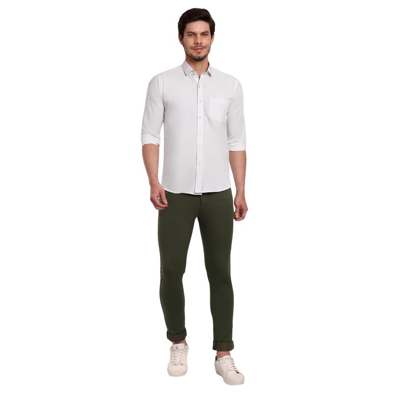 Image of ONE SKY Premium Men's Flexi Waist Casual Pants Cotton Blend Stretchable Chinos | Slim Fit Stylish Office Fashion Trousers for Office, Party | Men Formal Pant