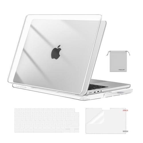 MOSISO Custodia Compatibile con MacBook Pro 14 Cover 2025 2024 2023-2021 M5 A3434 M4 A3112 A3185 A3401 M3 A2918 A2992 M2 A2779 M1 A2442, Rigida Case&Copritastiera&Pellicola&Borsa, Cristallino