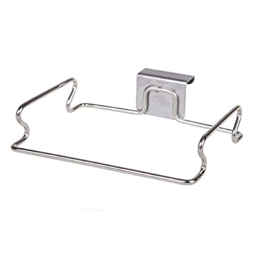 Lomsarsh Garbage Bag Holder Over The Door Hanging Mounted Cabinet Under Sink Trash Stand White LED Wall Light Garbage Bag Hanger, Creative Door Back Stainless Steel Towel Hook
